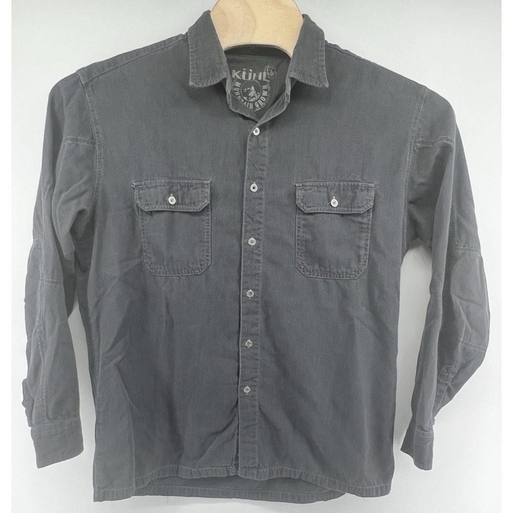 Kuhl Mens Button Front Shirt Cotton Wool Blend XL Dark Gray Long Sleeved